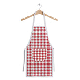 Kuber Industries Apron | Cotton Front Pocket Kitchen Apron | Check New Apron for Restaurent | Apron for Housewife | Chef Apron for Kitchen | Chef Bib Apron | Red